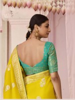 Yellow Dola Viscose Silk Saree